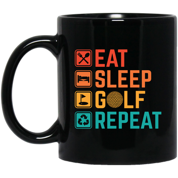 Eat Sleep Golf Repeat, Golfing, Golf, Retro Golf, Legendary Golf Black Mug