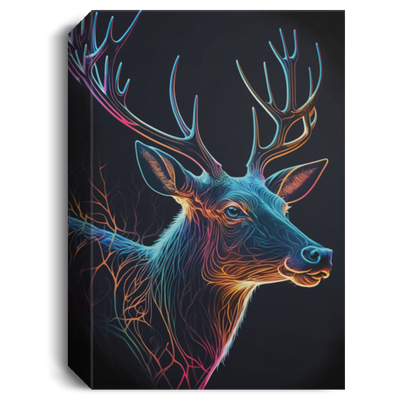 Minimalist Deer, Neon Deer Colorful, Fantasy Deer Poster, Deer Potrait Canvas