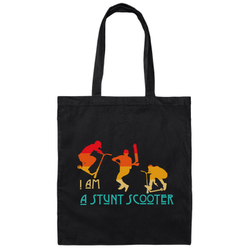 Scoot, Scooter, I Am A Stunt Scooter, Funny Sport Vintage Style, Sporty Gift Canvas Tote Bag