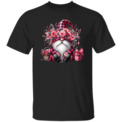 Pink Gnome, Cute Christmas, Cute Gnome, Pink Plaid Christmas Unisex T-Shirt