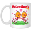 Valentine's Day, Trendy Valentine, Orange Couple, Orange Ride A Bike White Mug