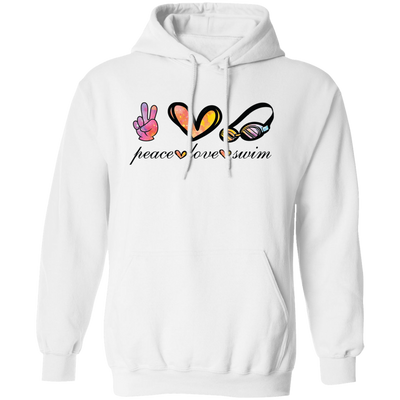 Peace Love Swim, Swimmer Gift, Swimming Lover Pullover Hoodie