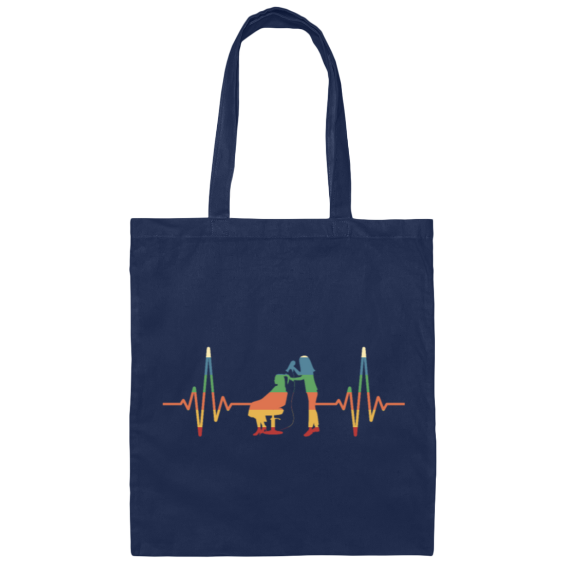 Retro Hairdresser Hair Salon Hair Stylist Heartbeat Gift Canvas Tote Bag