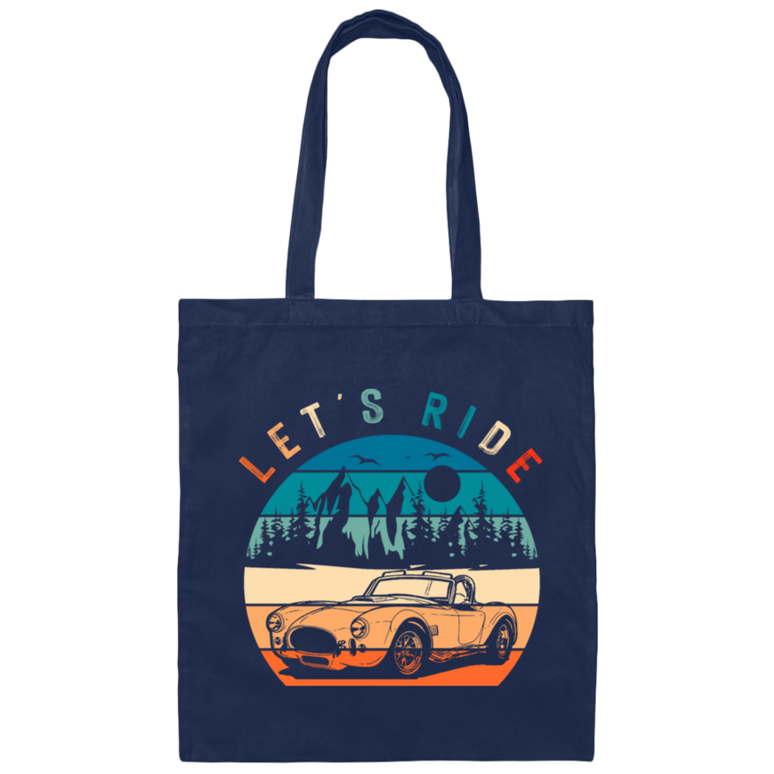 Lets Ride Love Drive Cobra Car Retro Vintage Canvas Tote Bag