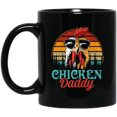 Chicken Daddy Gift, Love Retro Chicken, Father's Day Gift Black Mug