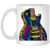 Metal Rock Music Lead Colors, Electric Guitar, Musician Player, Colorful Guitar, Guitarist White Mug
