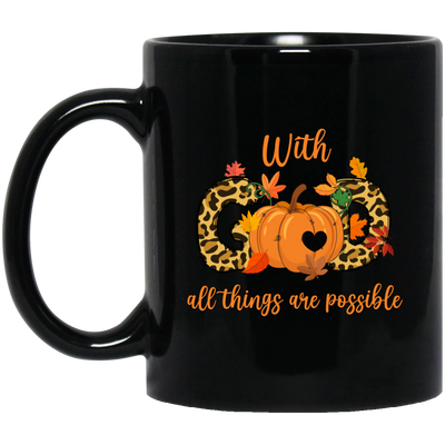 With God All Things Are Possible, Fall Season, Love God Black Mug