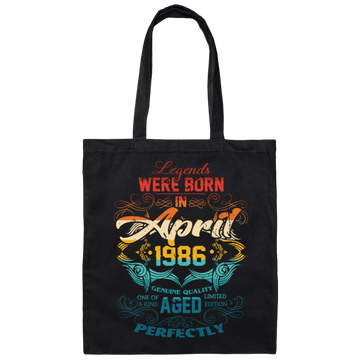 Birthday Vintage Legends Were Born In April 1986 Canvas Tote Bag