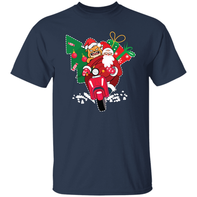 Santa With Angry Dog, Santa Ride Motorbike, Love Christmas, Merry Christmas, Trendy Christmas Unisex T-Shirt