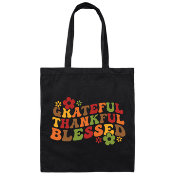 Grateful, Thankful, Blessed, Thanksgiving, Fall Season Canvas Tote Bag