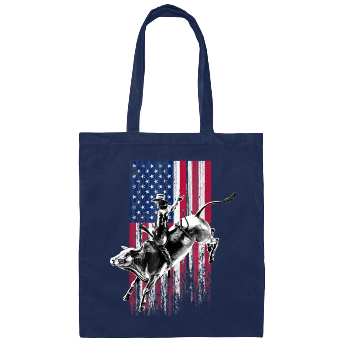 American Flag, Rodeo Bull Rider American Flag Patriotic Cowboys, Best Cowboy Canvas Tote Bag