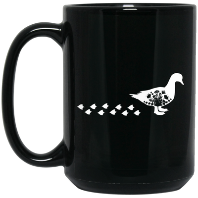 Duck Silhouette, Ducks Trace, Duck Footprint Black Mug