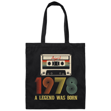 Birthday April 1978 Legend Was Born Gifts Funny Retro 1978 Canvas Tote Bag