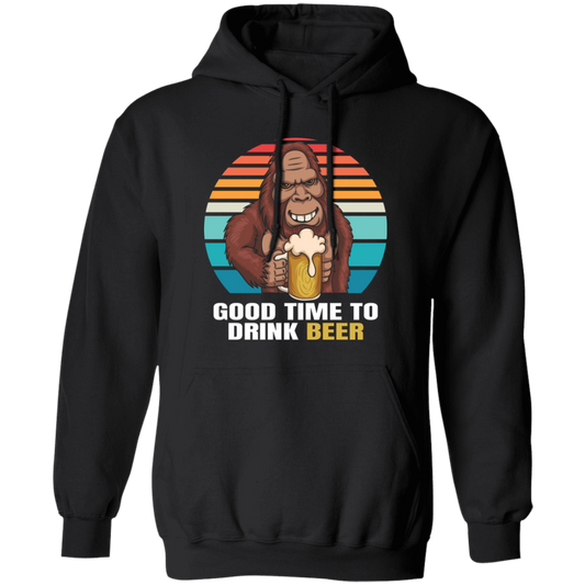 Good Time To Drink Beer, Retro Monkey, Gorilla Drink Beer Pullover Hoodie