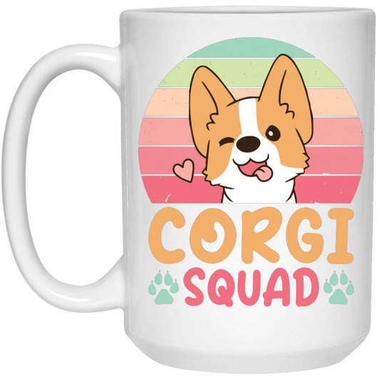 Corgi Squad, Retro Corgi, Groovy Corgi, Lovely Corgi White Mug