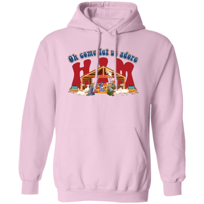 Oh Come Let Us Adore Him, Christ Family, Christian Gift Christmas Pullover Hoodie