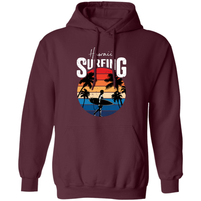 Hawaii Surfing, Retro Beach, Surfing Beach Vintage Pullover Hoodie