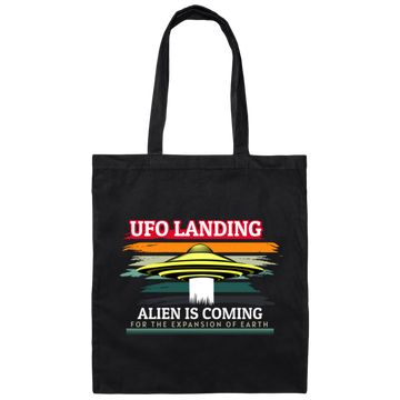 UFO Landing For The Expansion Of Earth, Retro UFO Canvas Tote Bag
