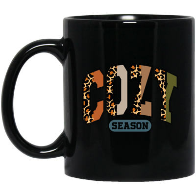 Cozy Season, Leopard Cozy, Leopard Cozy Season Black Mug