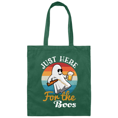 Just Here For The Boos, Halloween Ghost Canvas Tote Bag