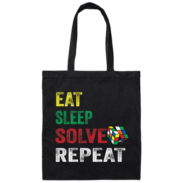 Colorful Cube Math, Retro Solver Melting Rubick Cube Canvas Tote Bag