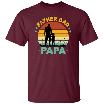 Retro Papa, Father's Day Gift, Daddy And Daughter Silhouette Unisex T-Shirt