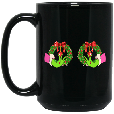 Funny Christmas, Grinch's Hands On The Boobs, Merry Titsmas, Merry Christmas, Trendy Chrismas Black Mug