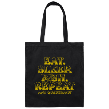 Eat Sleep Fish Repeat, Funny Cool, Fisherman Fish, Love Fishing Gift Canvas Tote Bag