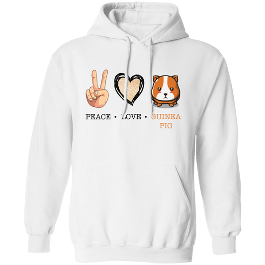 Peace Love Guinea Pig, Guinea Pig Cartoon Pullover Hoodie