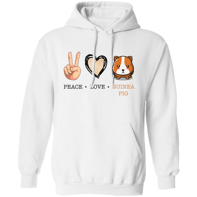 Peace Love Guinea Pig, Guinea Pig Cartoon Pullover Hoodie