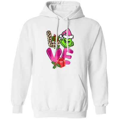 Love Grinch, Pink Grinch, Funny Love Grinch, Trendy Grinch, Merry Christmas, Trendy Christmas Pullover Hoodie