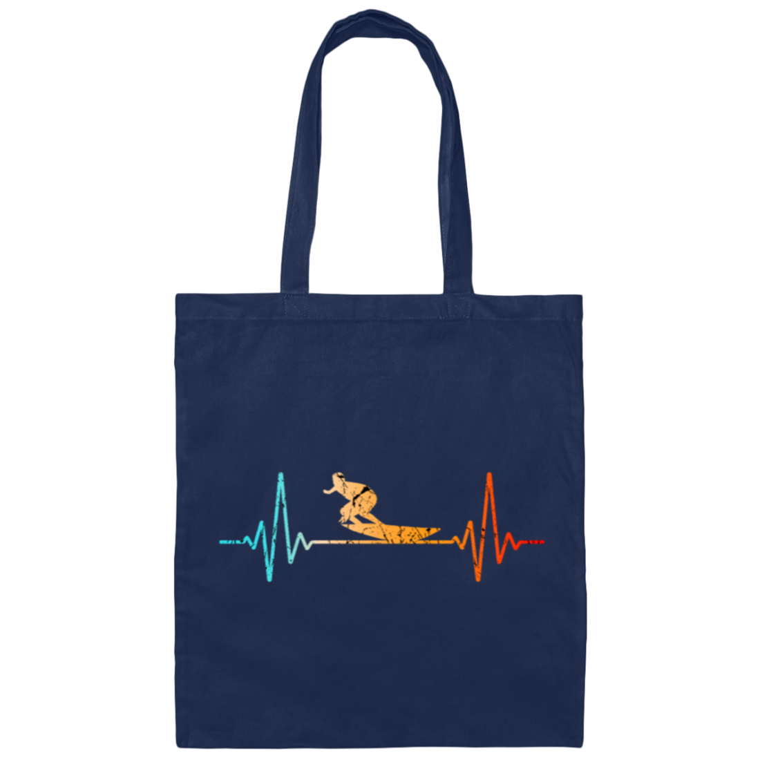 Heart Rate With Surfer Surf, Retro Surfboard Canvas Tote Bag
