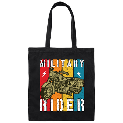 Military Rider, Motorbike, Retro Rider, Vintage Biker Canvas Tote Bag