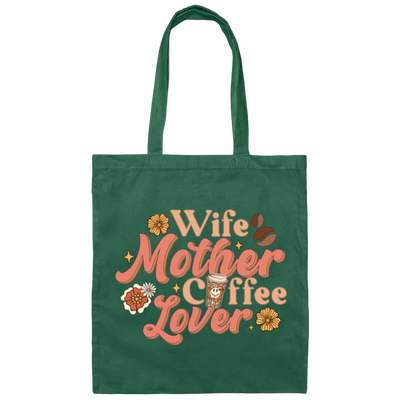 Love Wife Gift, Mothers Gift, Coffee Lover, Retro Love Coffee, Best Wife Canvas Tote Bag