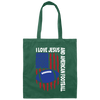 American Flag Gift, I Love Jesus And American Football, Rugby Lover Canvas Tote Bag
