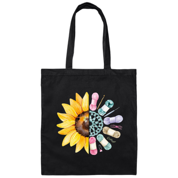 Sunflower Lover, Pretty Sunflower Crocheting Knitting For Women, Love Knitter Canvas Tote Bag