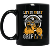 Life Is Short, So Grip It And Rip It, Retro Eagle, Motorbike Black Mug