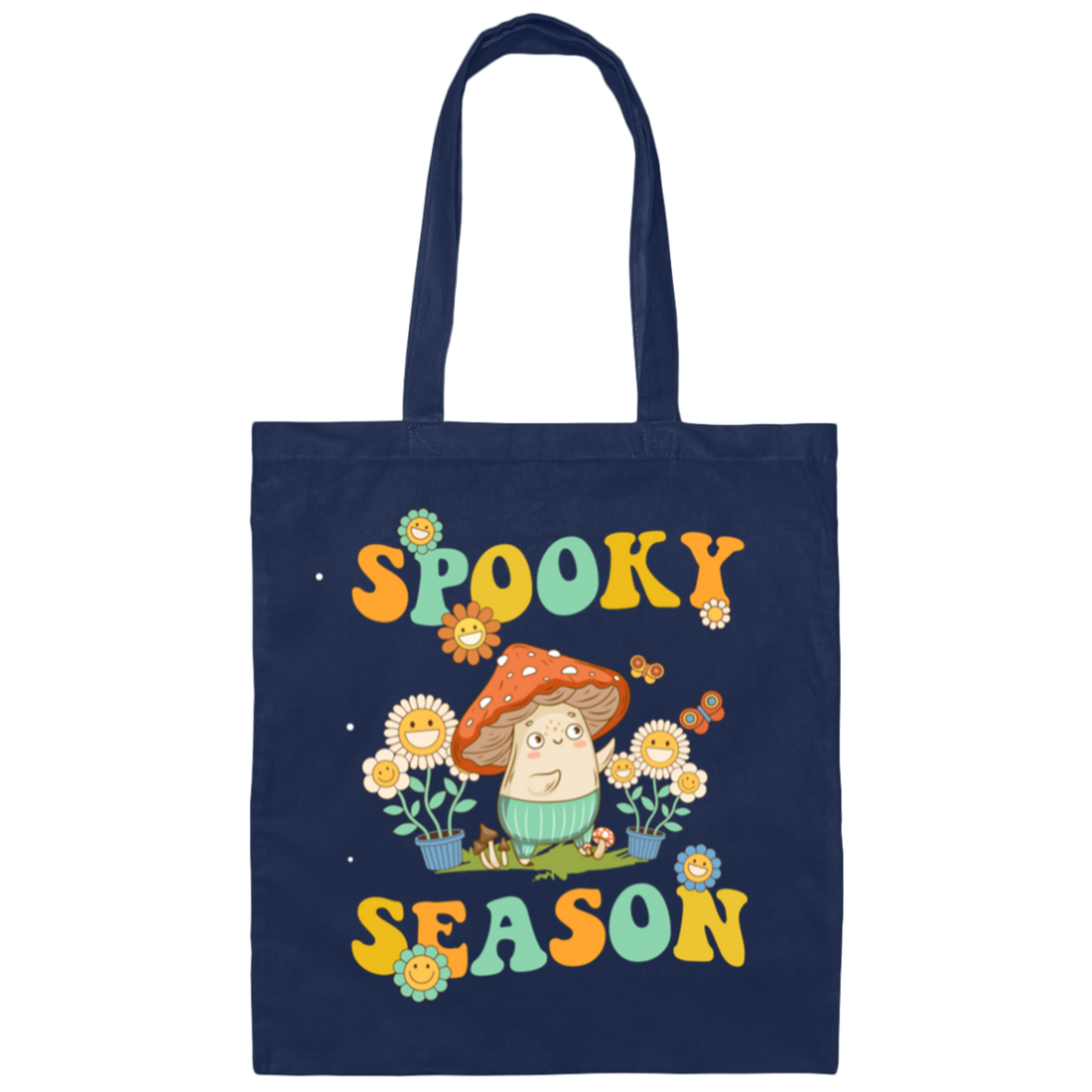 Spooky Season, Spooky Mushroom, Groovy Mushroom Canvas Tote Bag