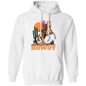 Howdy Cowboy, Cowboy In Desert, Cowboy With Horse Pullover Hoodie
