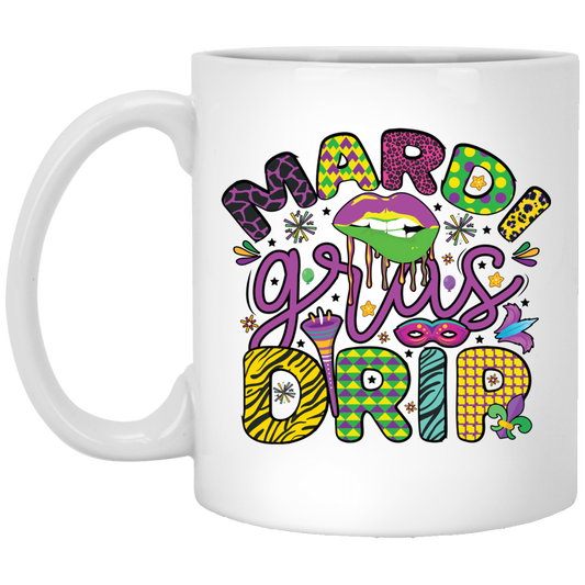 Mardi Gras Drir, Mardi Gras Holiday, Mardi Gras Day White Mug