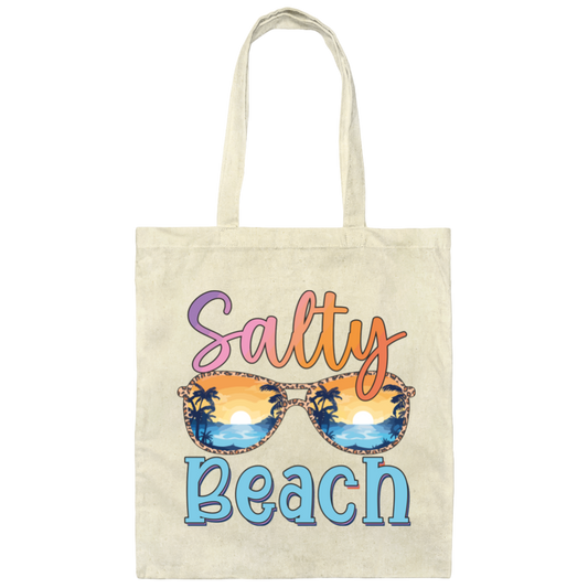 Salty Beach, Summer Vacation, Sunglasses With Sea Canvas Tote Bag