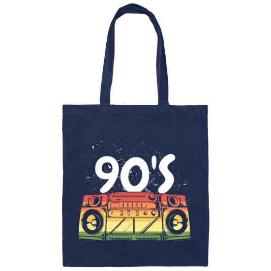 90s Boombox Radio, Old School Retro, Best 90s Birthday, 90s Love Gift Canvas Tote Bag
