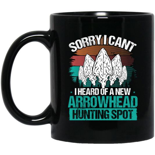 Sorry I Cant, Funny Artifact, Arrowhead Hunting, Retro Arrowhead Black Mug