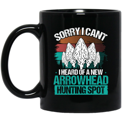 Sorry I Cant, Funny Artifact, Arrowhead Hunting, Retro Arrowhead Black Mug