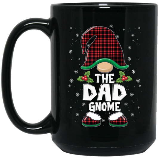 The Dad Gnome Present For Family, Xmas Cute Gnome Lover Black Mug