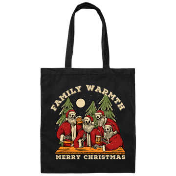 Family Wamth, Merry Christmas, Skeleton Santa Family Canvas Tote Bag