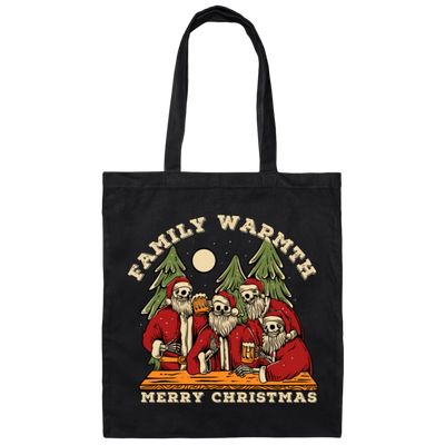 Family Wamth, Merry Christmas, Skeleton Santa Family Canvas Tote Bag
