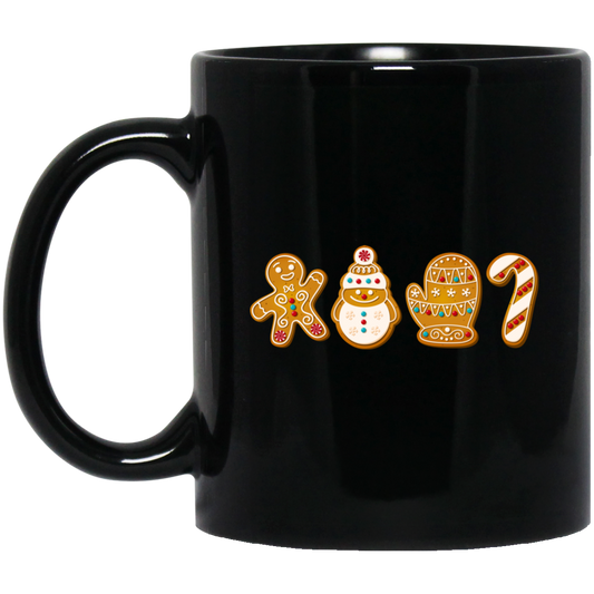 Christmas Cookie, Gingerbread, Snowman Cookie, Merry Christmas, Trendy Christmas Black Mug