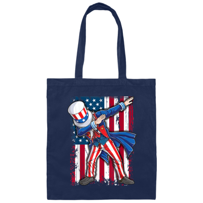 Dabbing Uncle, 4th Of July Gift, Great July 4th, American Flag, US Dabbing Canvas Tote Bag