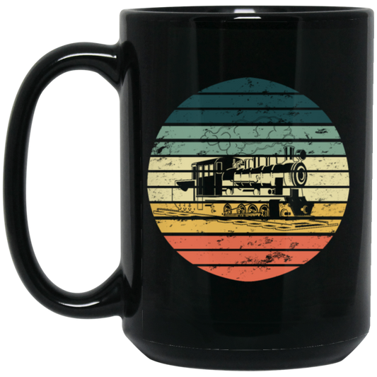 Railway Locomotive Steam, Train Model Railroad, Gift Birthday Retro, Best Hobbies Black Mug